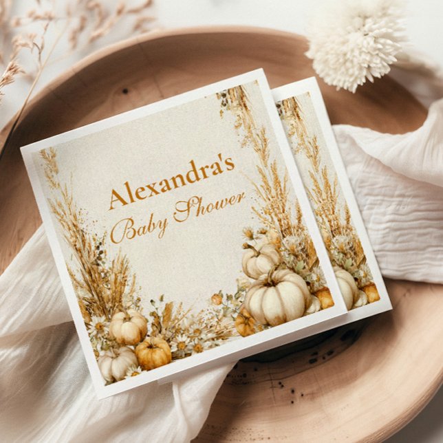 Autumn Rustic Pumpkin Baby Shower Napkins (Creator Uploaded)