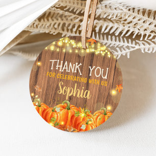 Autumn Rustic Pumpkin Patch Birthday Round Favor Tags