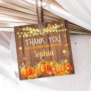 Autumn Rustic Pumpkin Patch Birthday Square Favor Tags