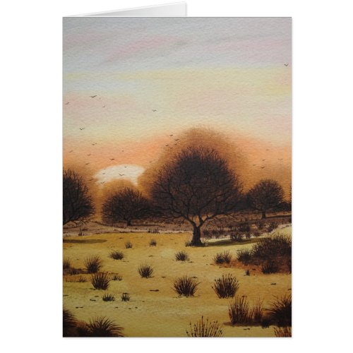 autumn rustic rural woodland Landscape art card