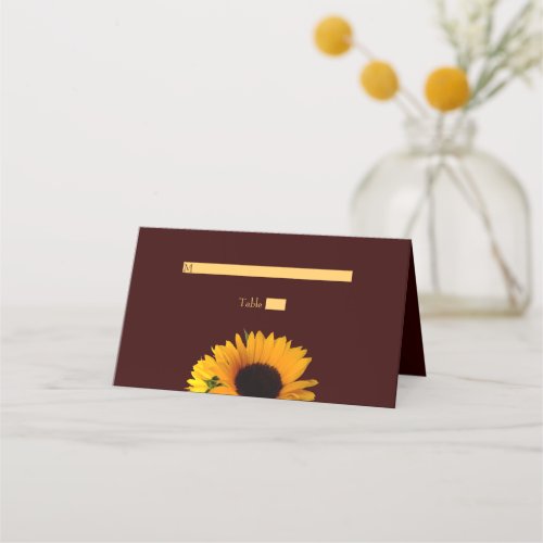 Autumn Rustic Sunflower Wedding Place Card