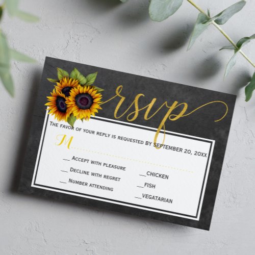 Autumn rustic sunflowers wedding script rsvp