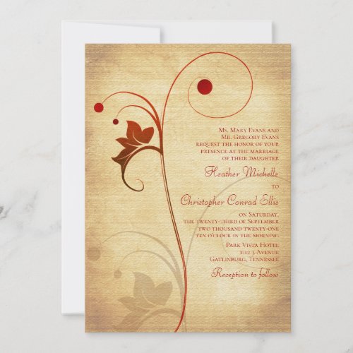 Autumn Rustic Vine Berries Wedding Invitation