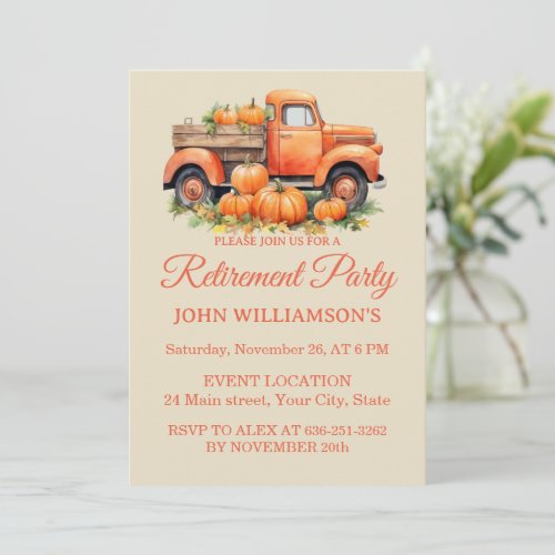 Autumn rustic watercolor fall retirement party