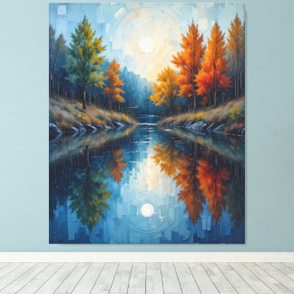 Autumn’s Mirror: Where Sky Meets Water Canvas Print