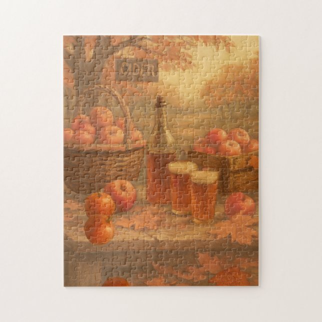 Autumn’s Pour - Rustic Cider Tasting Jigsaw Puzzle (Vertical)
