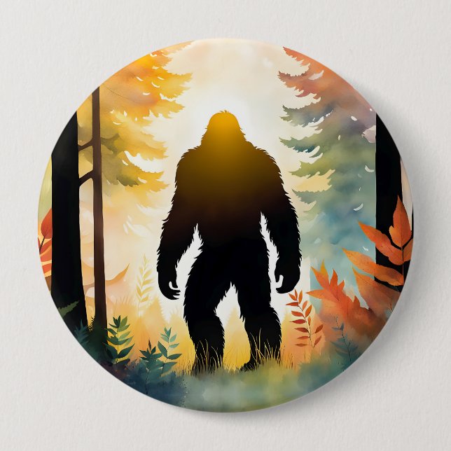 Autumn Sasquatch Colorful Landscape Button (Front)
