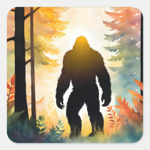 Autumn Sasquatch Colorful Landscape Square Sticker