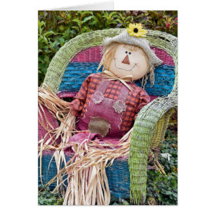 Autumn scarecrow in wicker chair cards