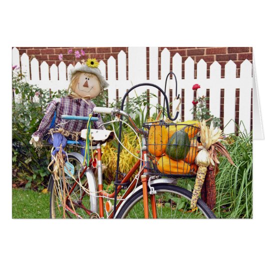 autumn scarecrow on bicycle cards (Front Horizontal)