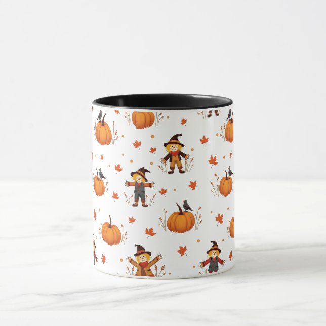 Autumn Scarecrow Pumpkin Pattern Mug (Center)