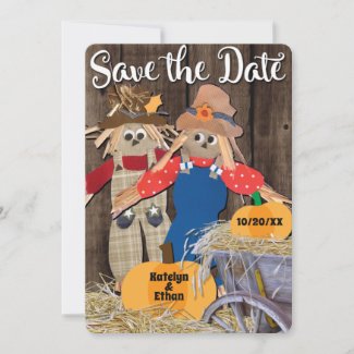 Autumn Scarecrows Fall Wedding Save The Date