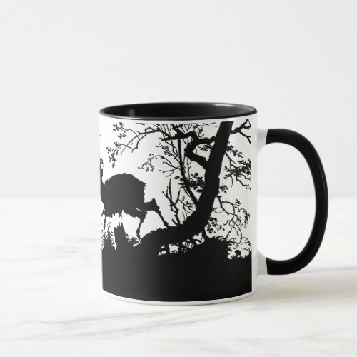 Autumn Scene Deer on a Hillside in Silhouette Mug