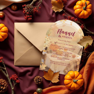 Autumn Scene Flannel & Friends Brown Friendsgiving Invitation