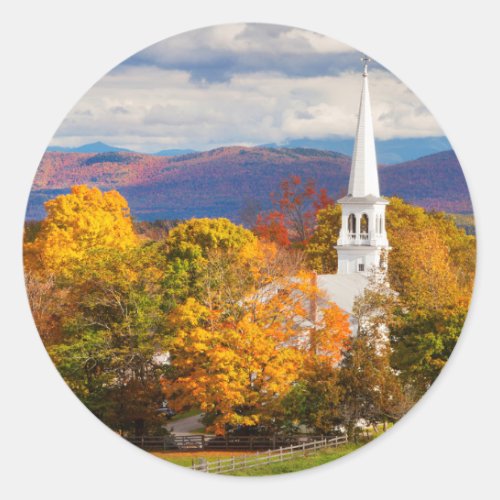 Autumn Scene In Peacham Vermont USA Classic Round Sticker