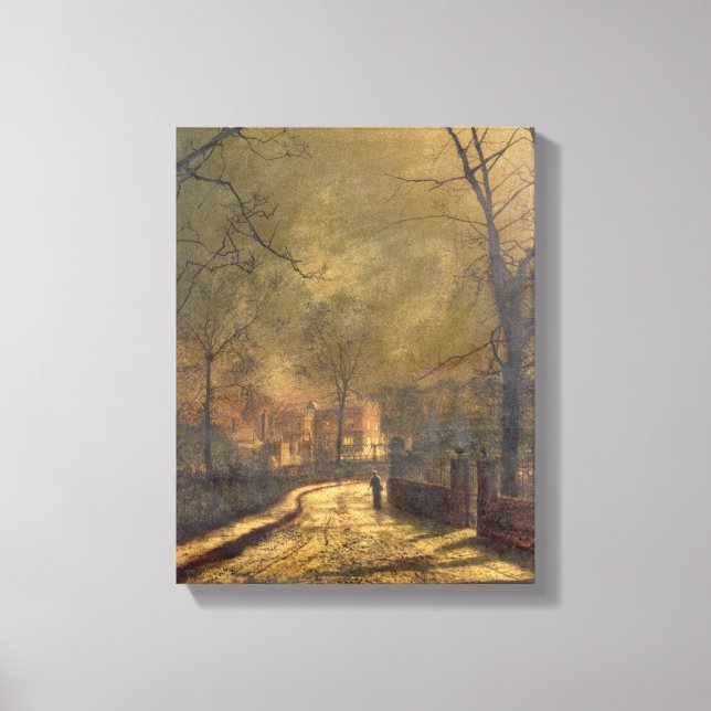 Autumn Scene, Leeds, 1874 (oil on board) Canvas Print (Front)