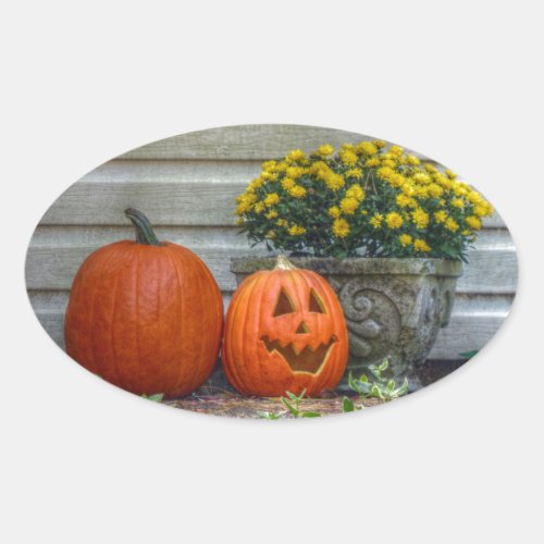 Autumn Scene Oval Sticker