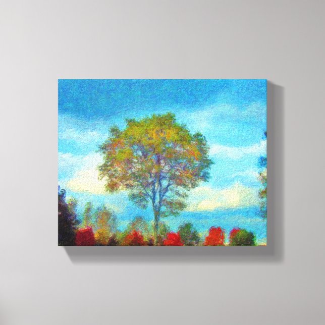 Autumn Scene Reds With  Blue Skies Canvas Print (Front)