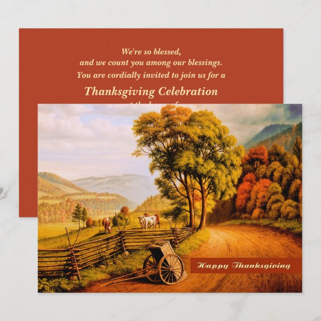 Autumn Scenery Design Thanksgiving Invitations (Front/Back)