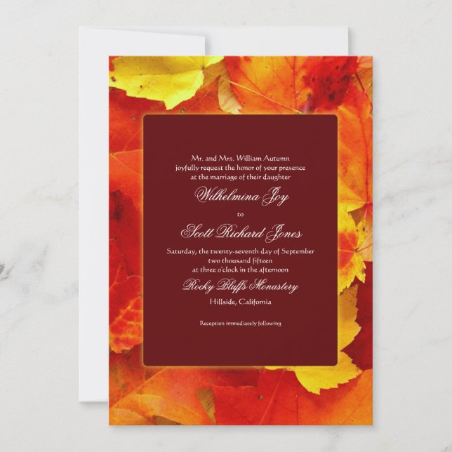 Autumn Scent Fall Wedding Custom Invitation (Front)