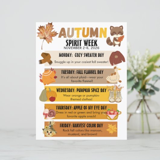Autumn School Spirit Week Flyer (Standing Front)