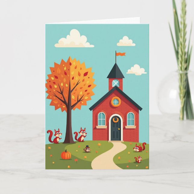 Autumn Schoolhouse Path Card (Front)
