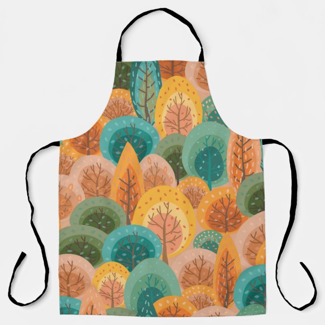 Autumn seamless pattern with abstract flat handdra apron (Front)