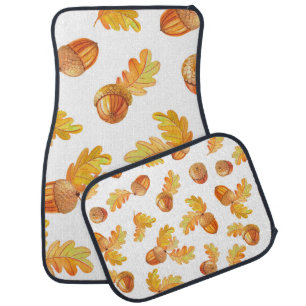 autumn seamless pattern with colorful oak leaves a car floor mat