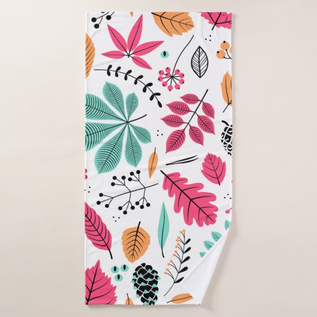 Autumn seamless pattern with leaf, autumn leaf bac bath towel (Bath Towel)