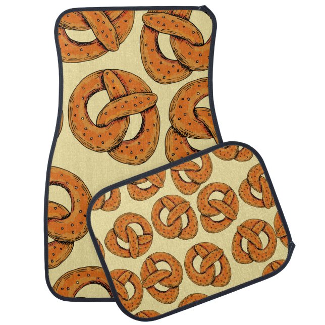 Autumn seamless pattern with pretzels,octoberfest  car floor mat (Set)