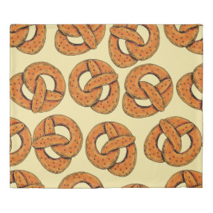 Autumn seamless pattern with pretzels,octoberfest  duvet cover