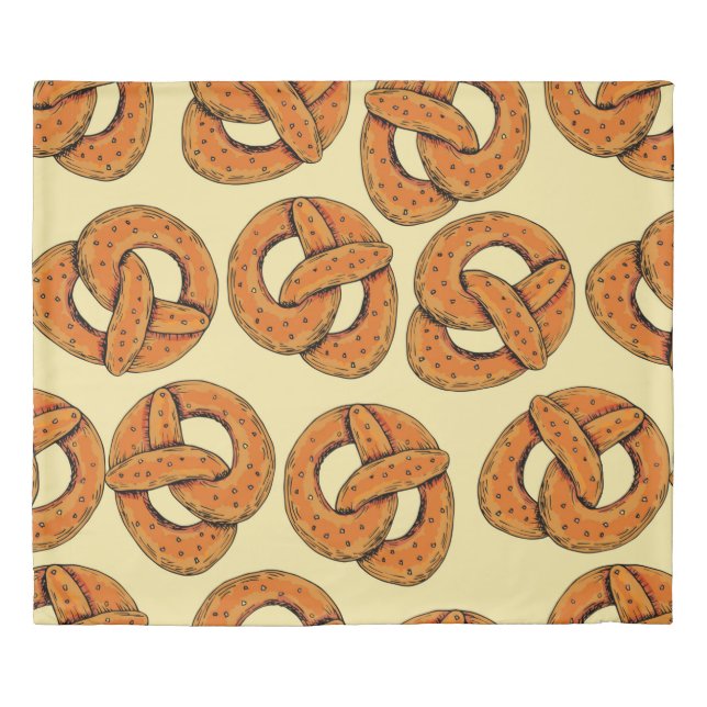 Autumn seamless pattern with pretzels,octoberfest  duvet cover (Front)