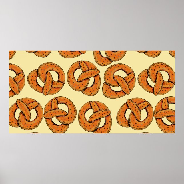Autumn seamless pattern with pretzels,octoberfest  poster (Front)
