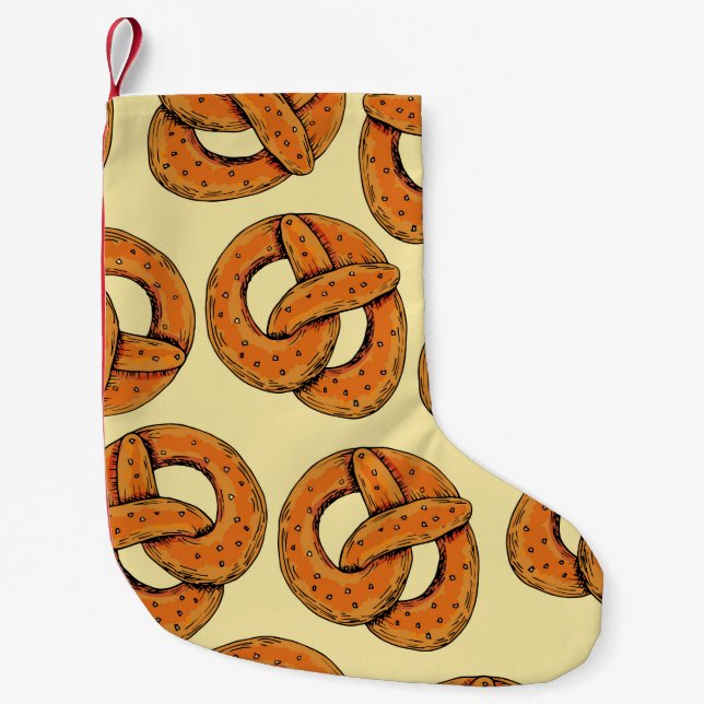 Autumn seamless pattern with pretzels,octoberfest  small christmas stocking (Front)