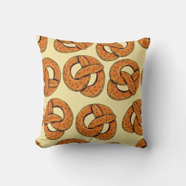 Autumn seamless pattern with pretzels,octoberfest  throw pillow (Front)
