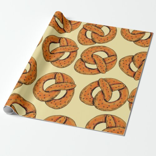 Autumn seamless pattern with pretzelsoctoberfest  wrapping paper