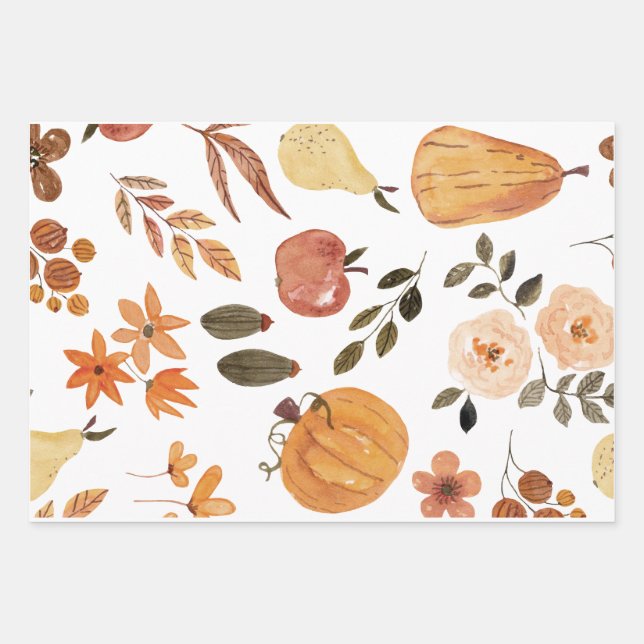Autumn Seamless Pattern Wrapping Paper Sheets (Front)