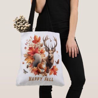 Autumn Season Deer Squirrel Orange Leaves