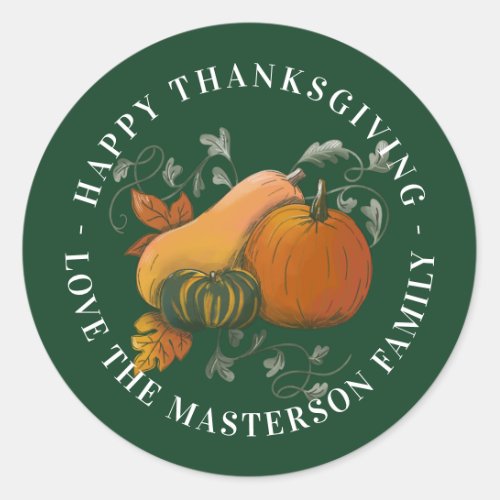 Autumn Season Fall Harvest Happy Thanksgiving Classic Round Sticker