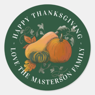 Autumn Season Fall Harvest Happy Thanksgiving Classic Round Sticker