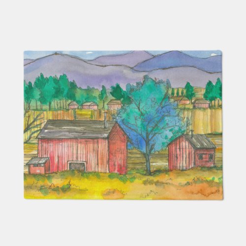 Autumn Season  Farmhouse Fields Barn  Doormat