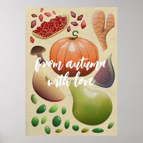 Autumn season fruits and vegetables poster