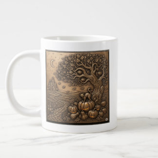 Autumn season Halloween Scene in bronze Giant Coffee Mug
