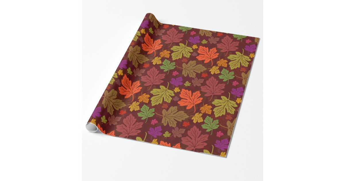 vintage maple leaves in a subtle neutral wrapping paper sheets, Zazzle