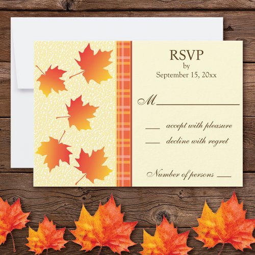 Autumn Season Maple Leaves Wedding Response Card