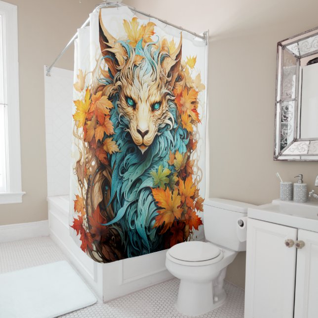 Autumn Season Mystical Creature Shower Curtain (In Situ)