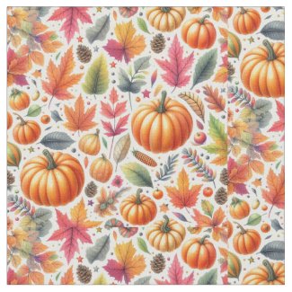 Autumn Season Pumpkin  Pattern on White 