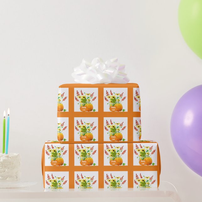 Autumn Season Pumpkins and Flowers Decoupage or Wrapping Paper (Party Gifts)