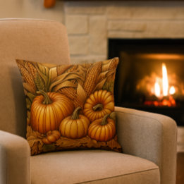 Autumn Season Pumpkins Decorative Throw Pillow