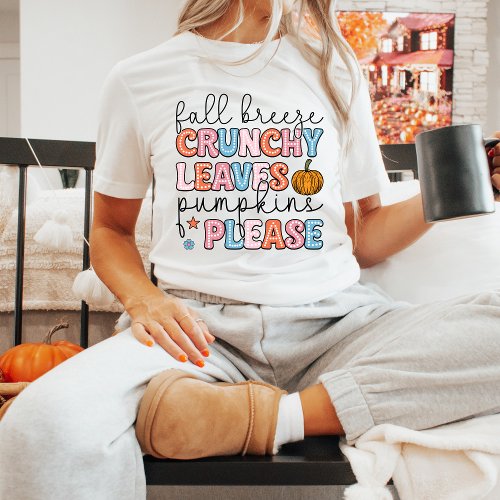 Autumn Season Pumpkins Leaves Cute Fall T_Shirt